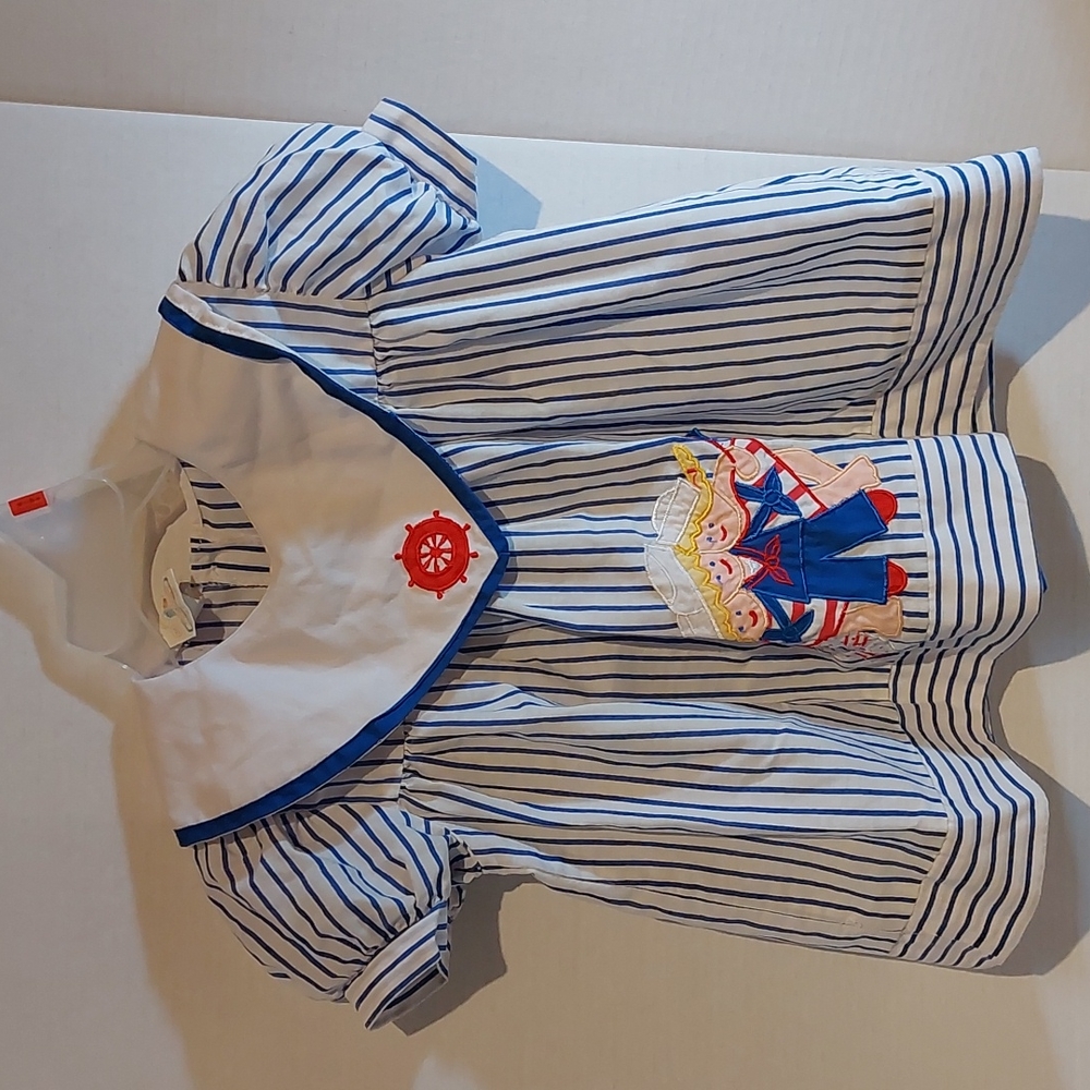 Vintage Happy Kids Striped Sailor Dress size 24 months